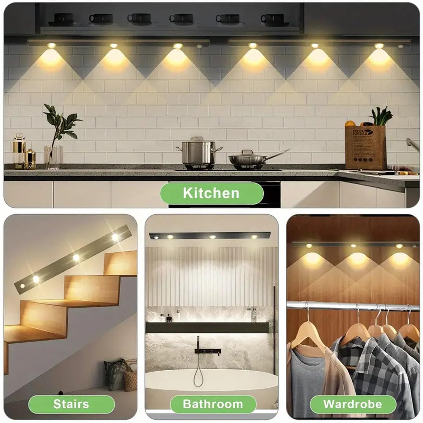 LED PIR Motion Sensor Cabinet  With USB Rechargeble